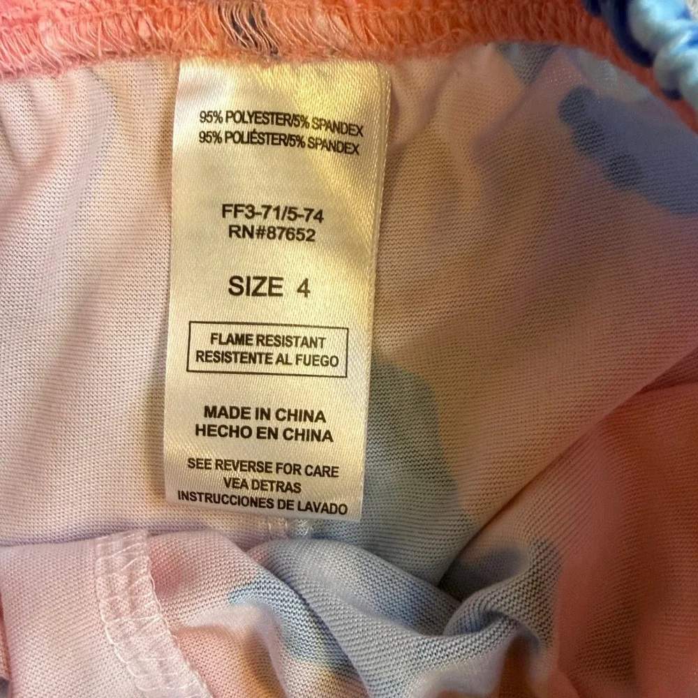 Disney Stitch Pajamas Kids Size 4 Pink Blue Flame Resistant Sleepwear Set‎
